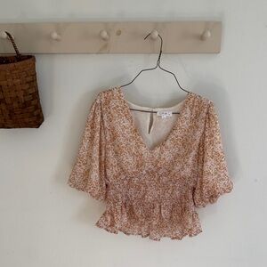 Floral V-Neck Blouse - Pink